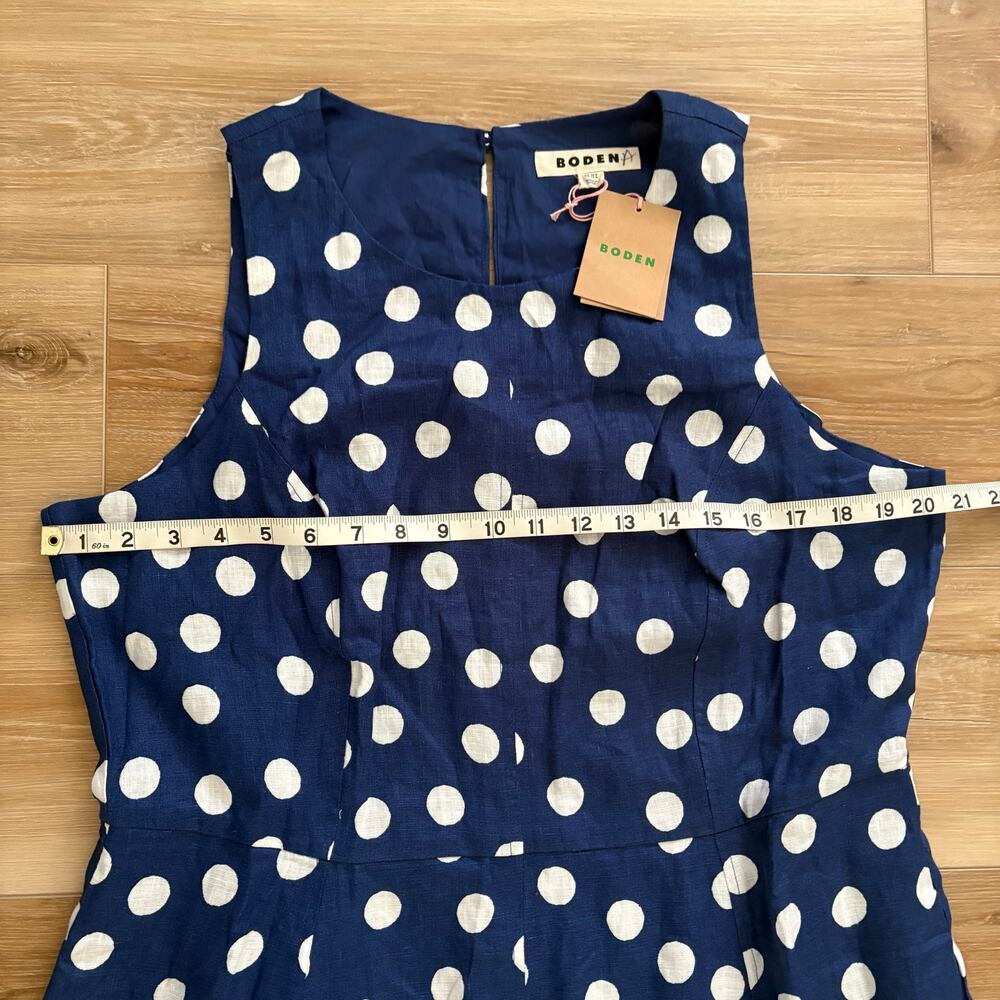 Boden Carla Linen Midi Polka Dot Dress 14 - Picture 5 of 9